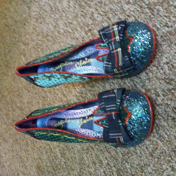 New Christmas velvet and glitter green Irregular Choice heels, size 41, US 11 - Picture 7 of 8